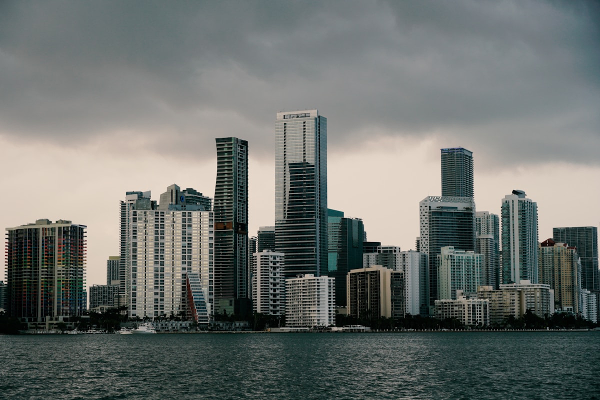 Miami Brickell waterfront skyline with luxury high-rise condominiums